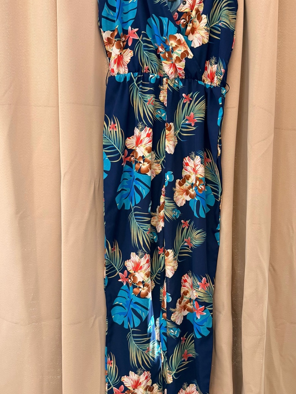 SHEIN Navy Tropical Floral Girls One-Piece